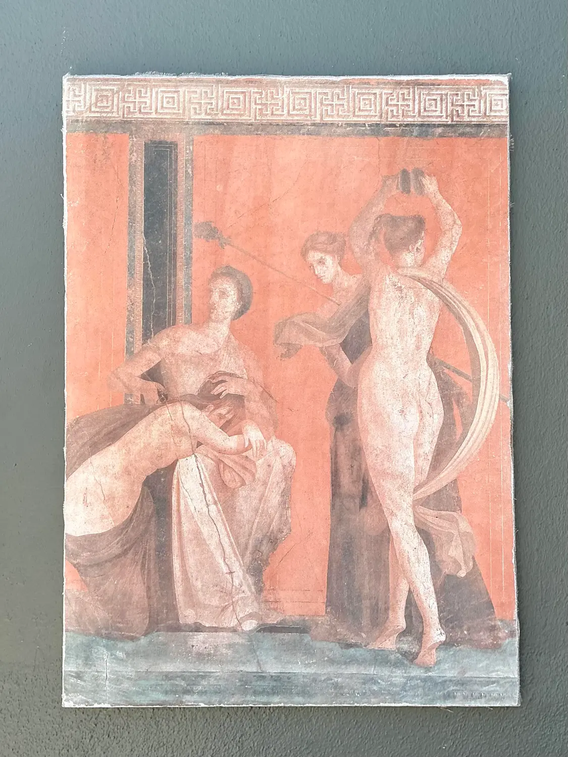 Vintage Original Greek Figural Oil on Canvas - Top view