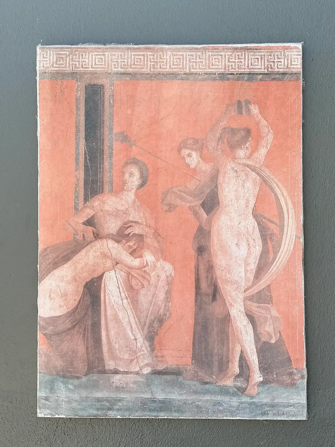 Vintage Original Greek Figural Oil on Canvas - Detail view