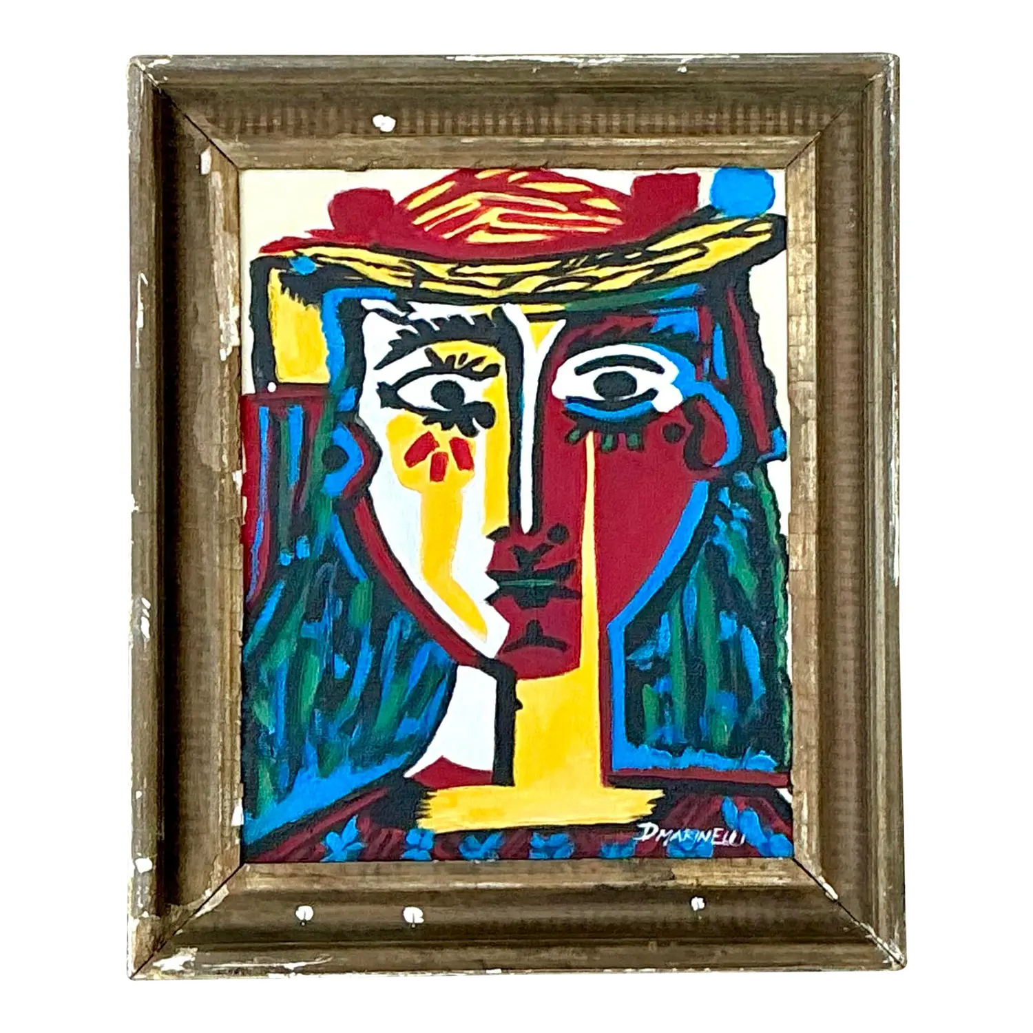 Vintage Original Homage to Picasso Oil on Canvas
