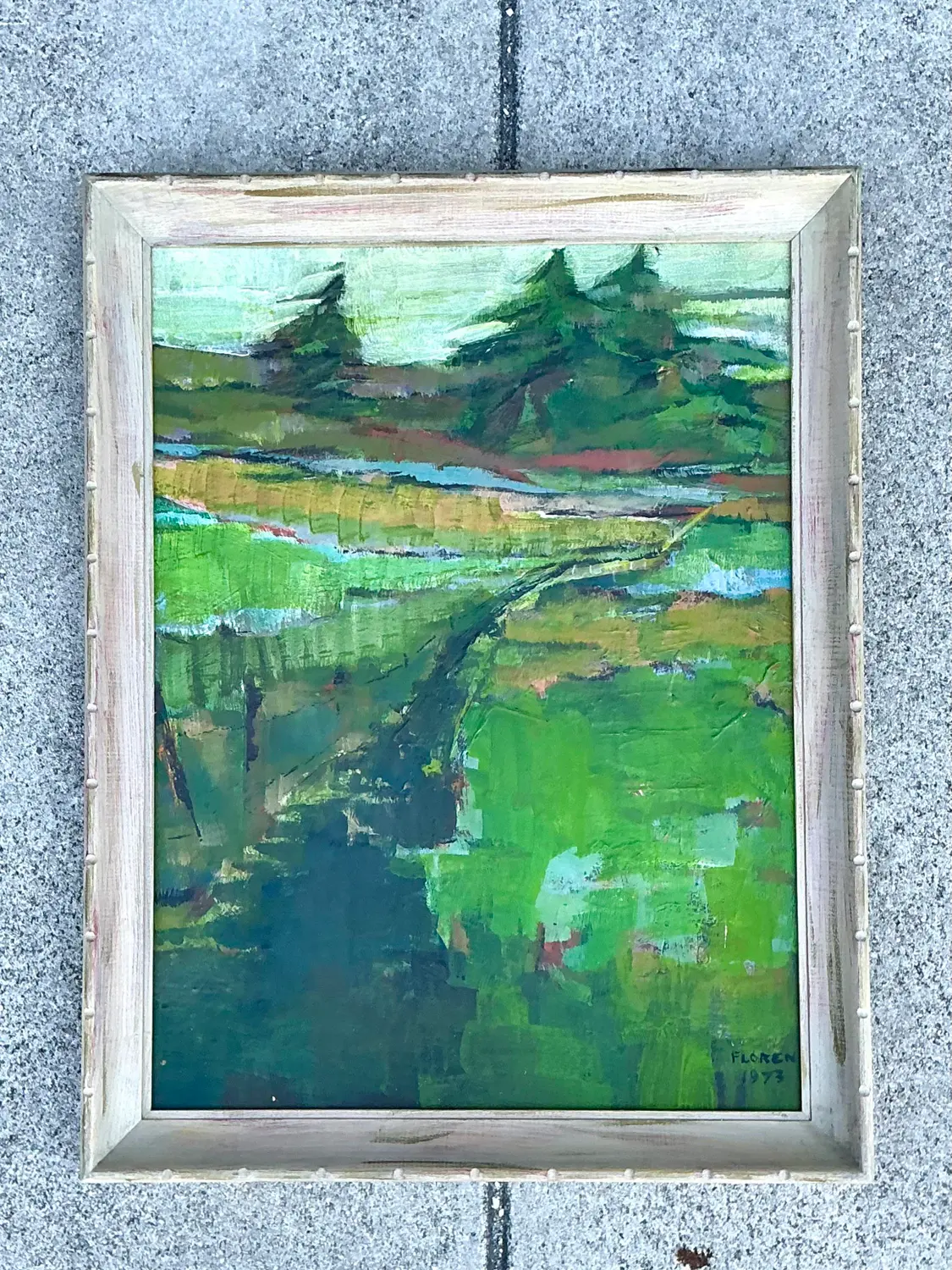 Vintage Original Landscape Oil on Canvas - Back view