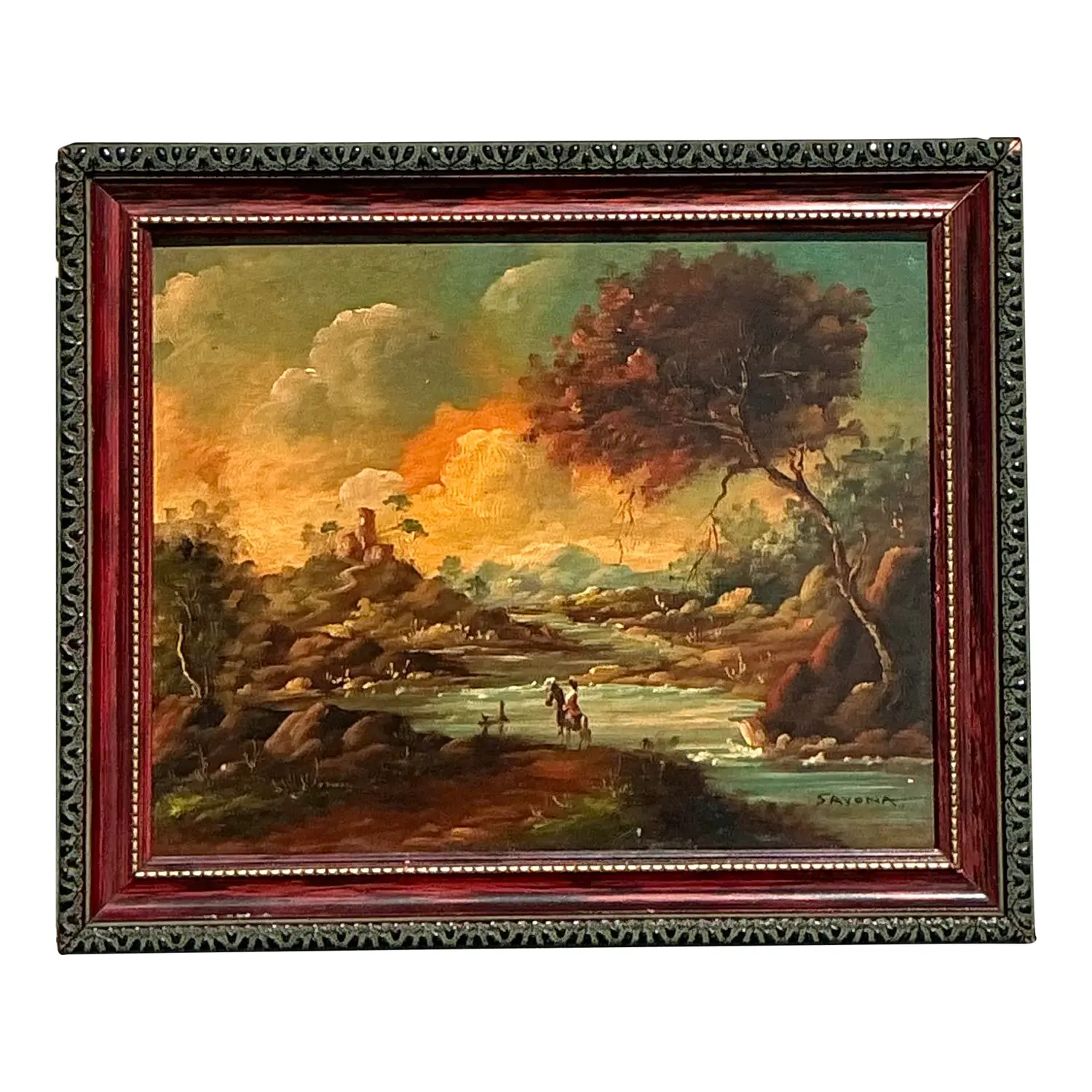 Vintage Original Landscape Oil Portrait on Board