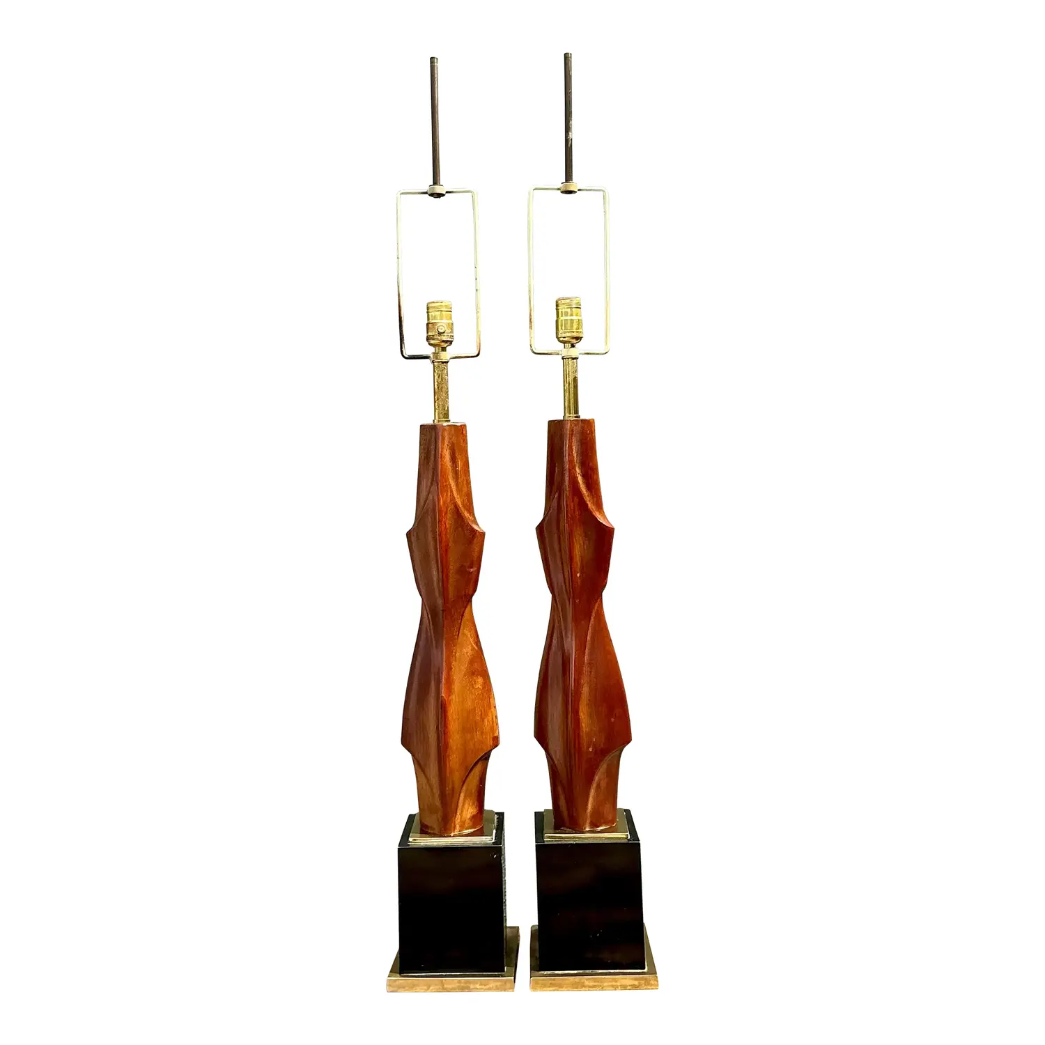 Vintage Original Laurel Lamp Company Wood Sculptural Lamps - A Pair