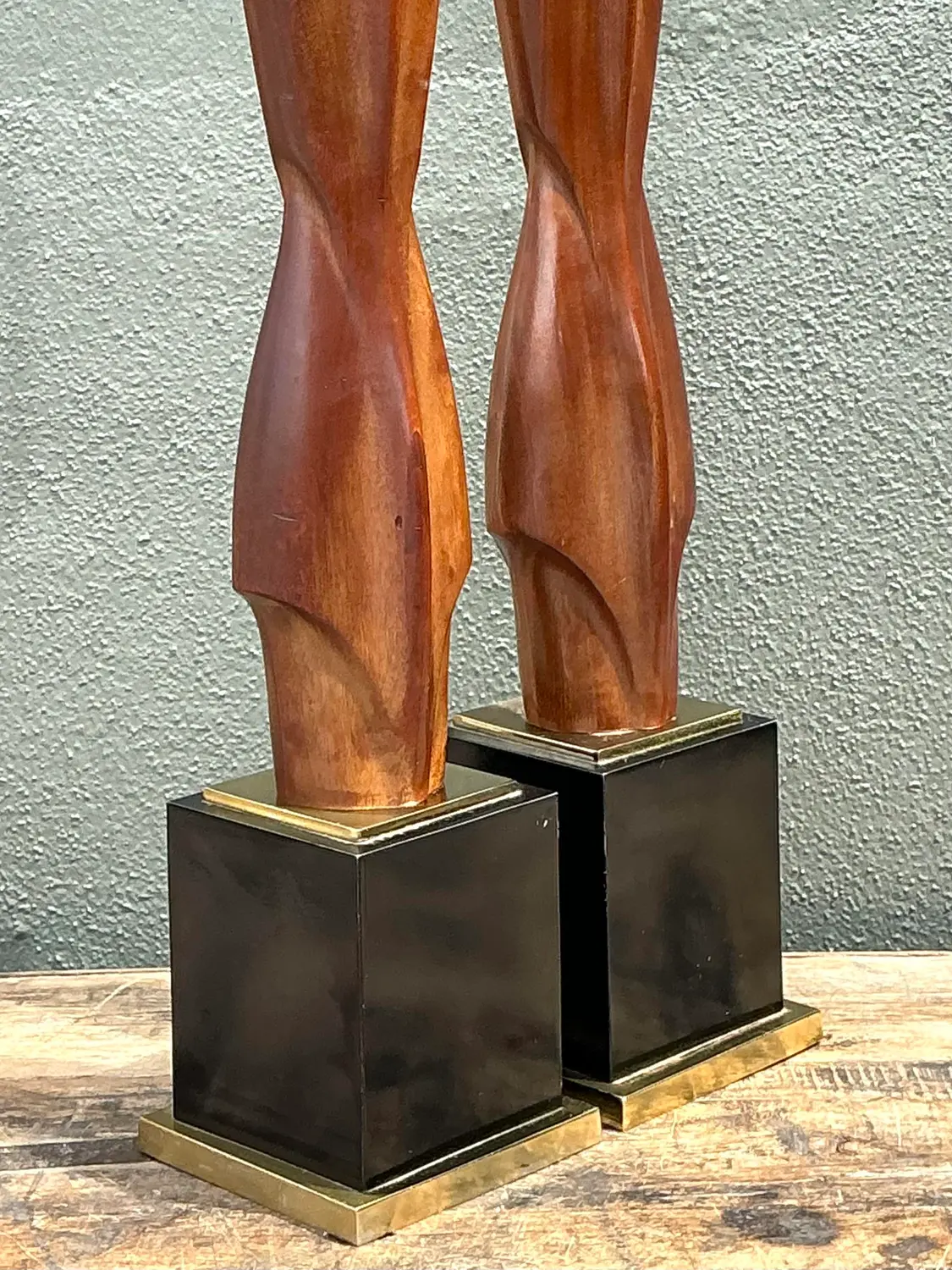 Vintage Original Laurel Lamp Company Wood Sculptural Lamps - A Pair - Top view