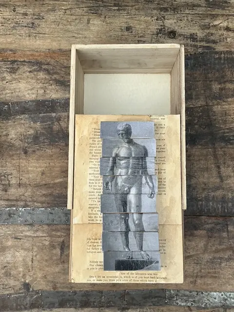 Vintage Original Mixed Media Jenga Box - Side view