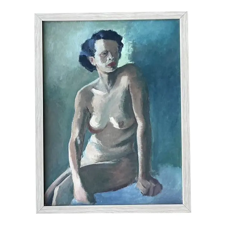 Vintage Original Nude Portrait Oil in Canvas