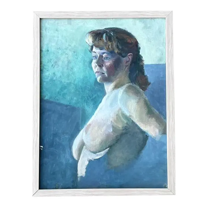 Vintage Original Nude Portrait Oil on Canvas