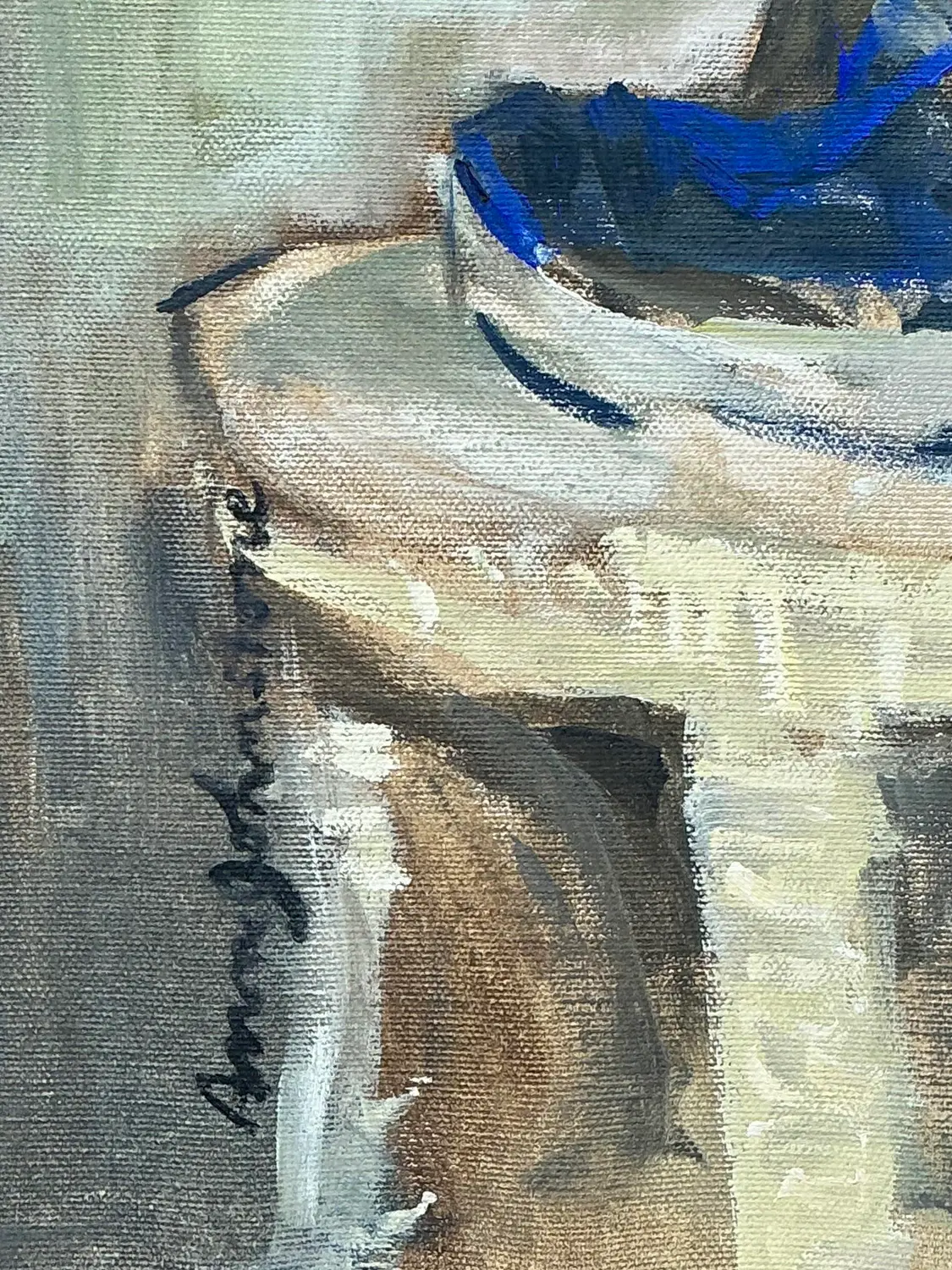 Vintage Original Oil Figural on Canvas - Back view