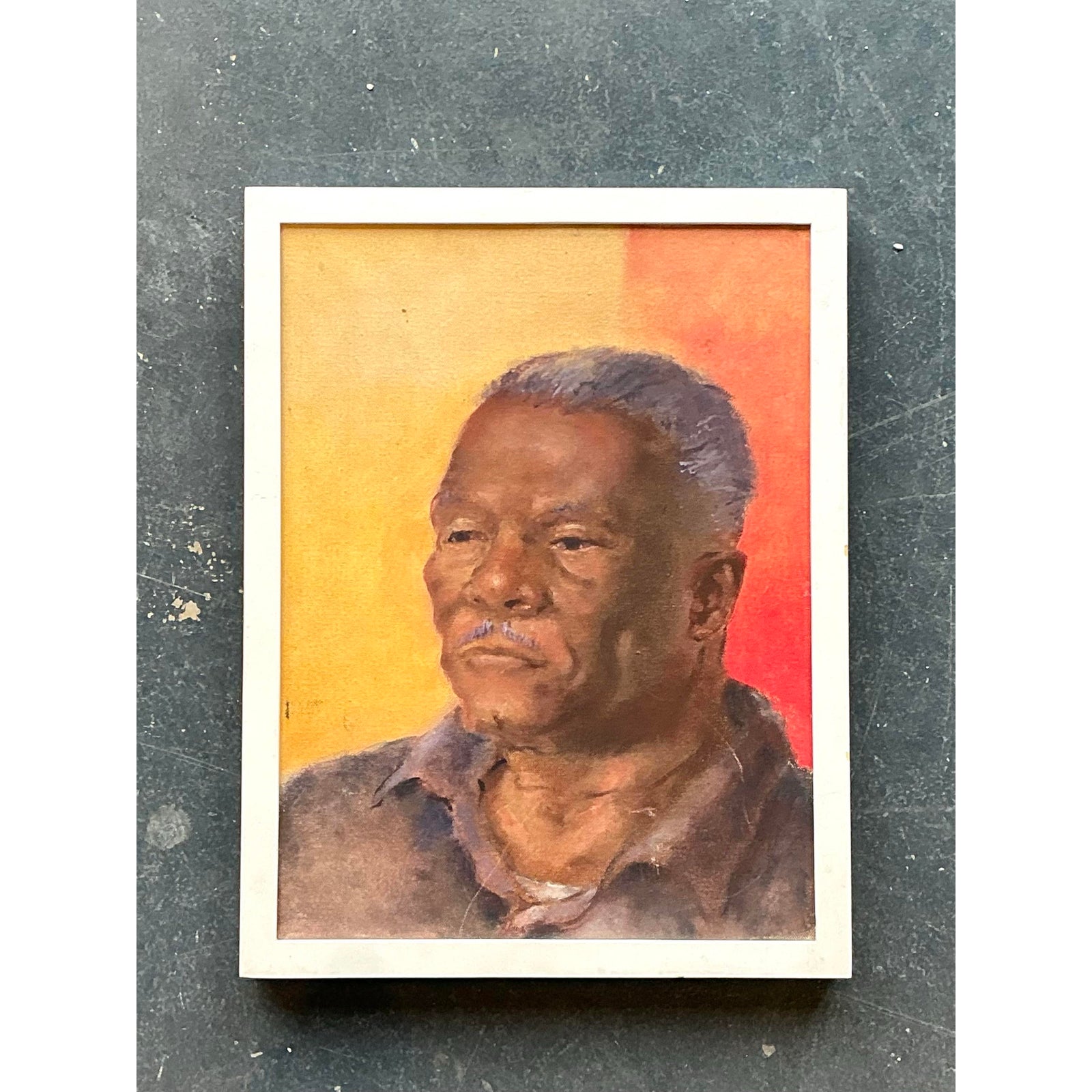 Vintage Original Oil Portrait on Canvas - Top view
