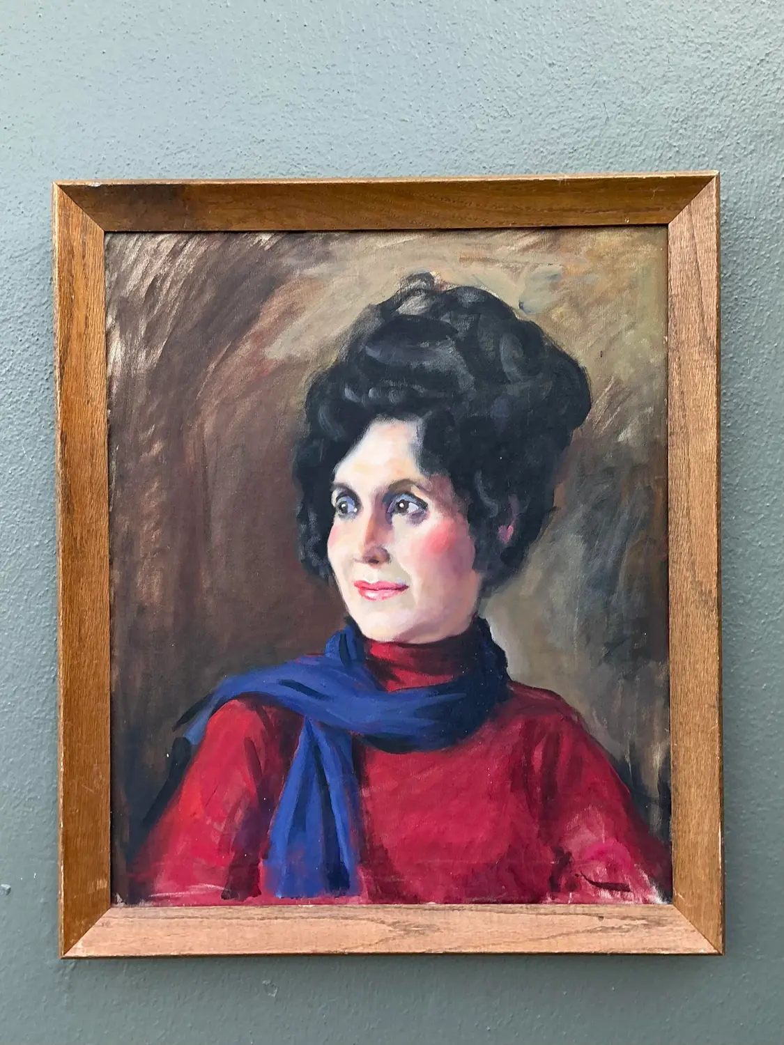 Vintage Original Oil Portrait on Canvas - Detail view