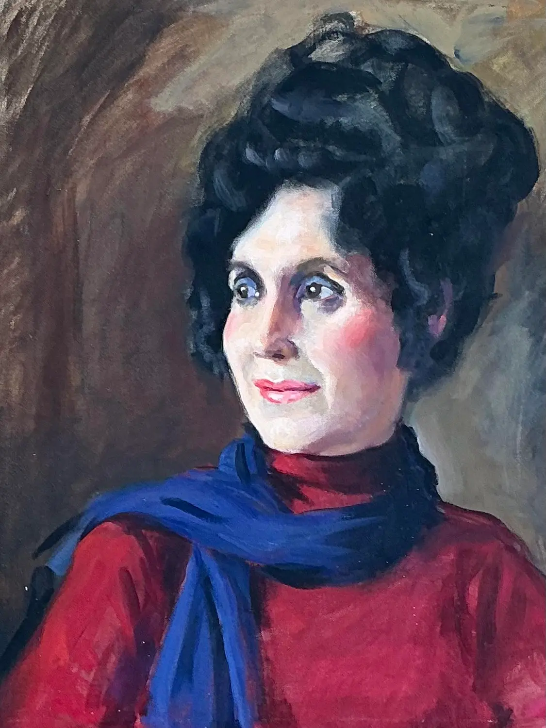 Vintage Original Oil Portrait on Canvas - Side view