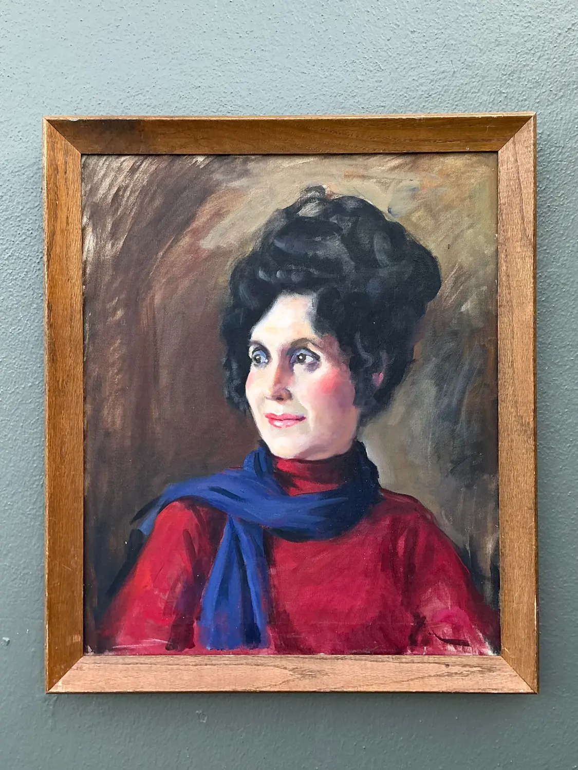 Vintage Original Oil Portrait on Canvas - Back view
