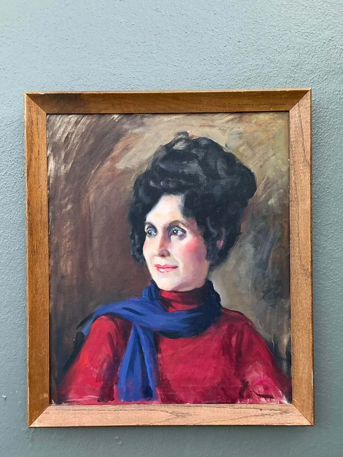 Vintage Original Oil Portrait on Canvas - Top view
