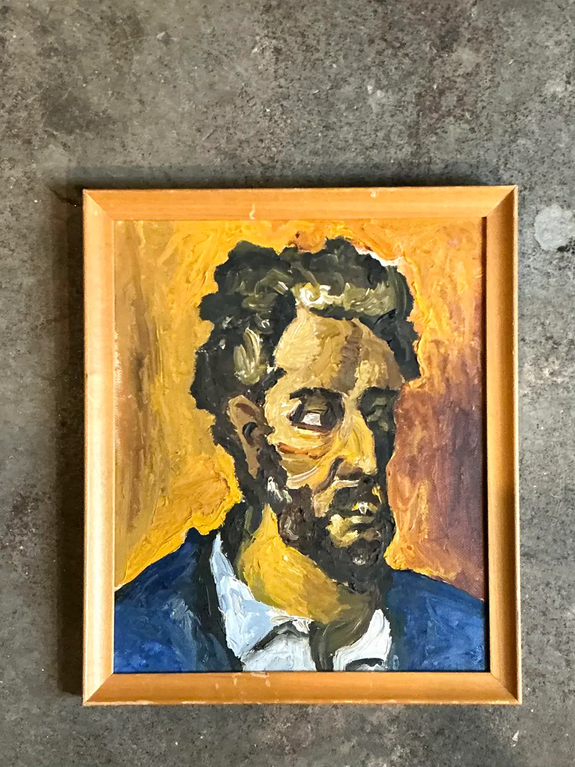 Vintage Original Oil Portrait on Canvas - Detail view