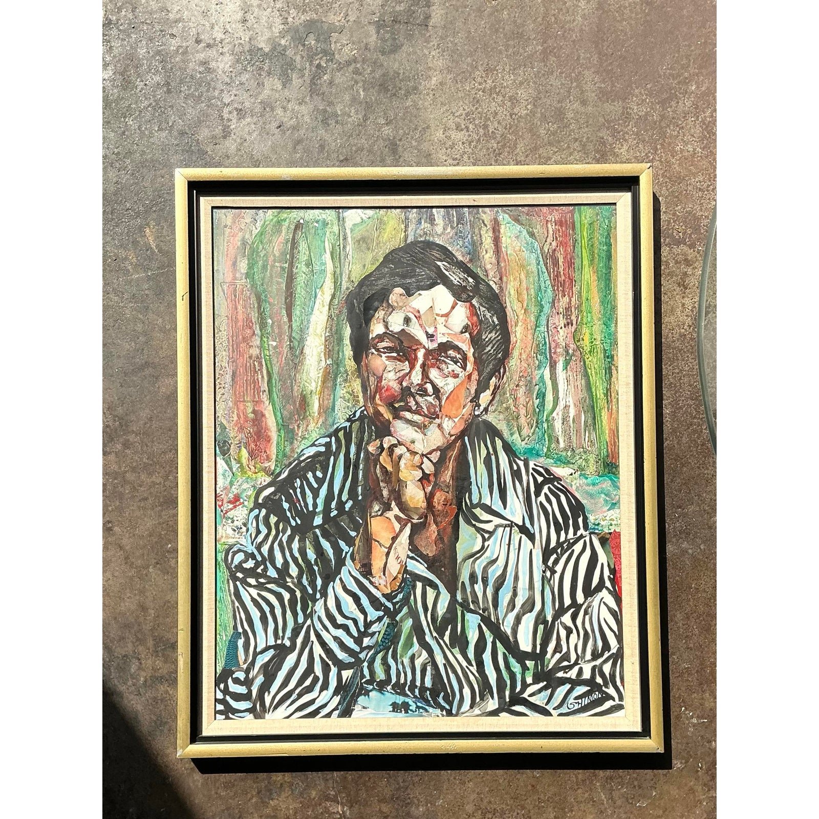 Vintage Original Oil Portrait on Canvas - Top view