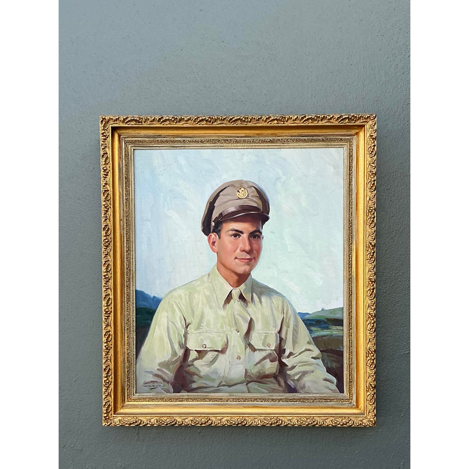 Vintage Original Portrait of Man in Uniform - Back view