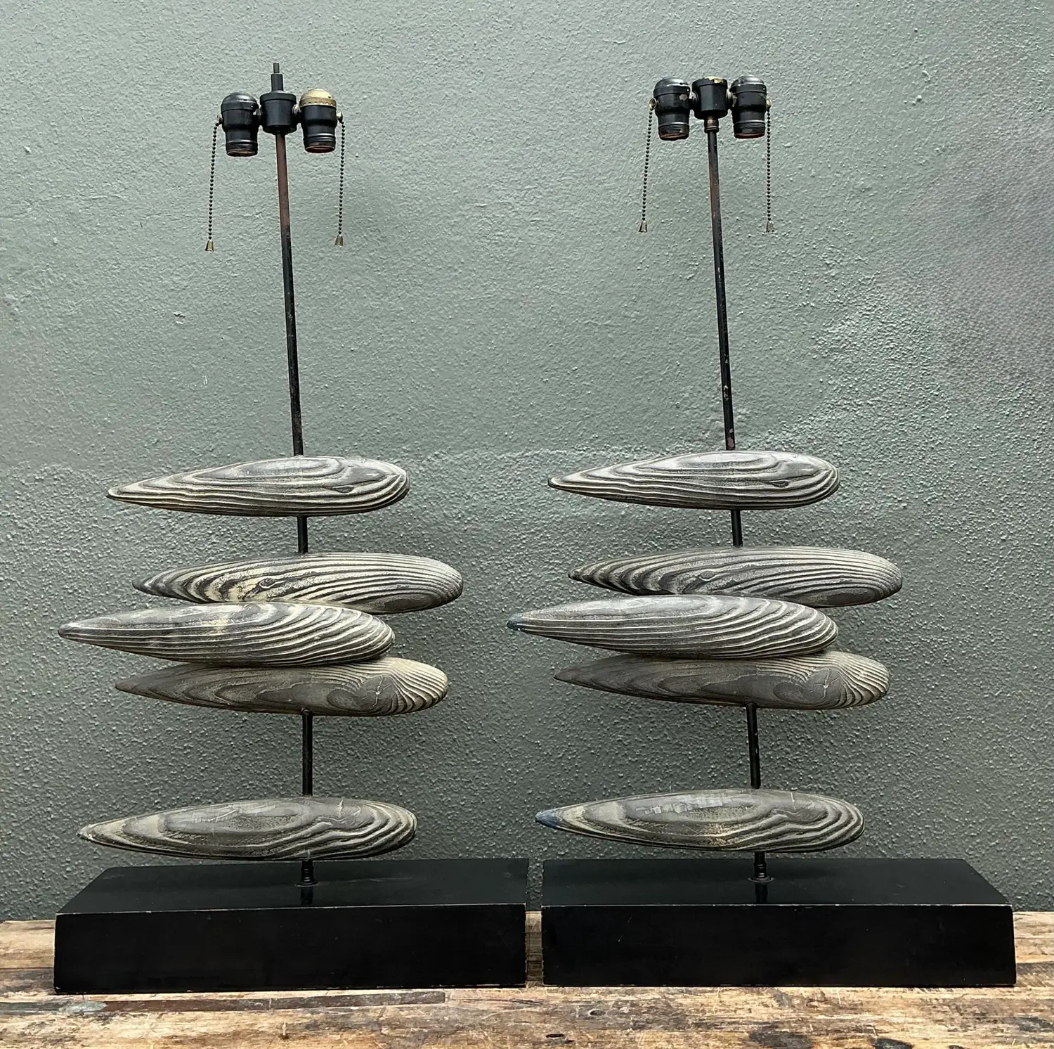 Vintage Original Postmodern Fish Lamps - A Pair - Side view