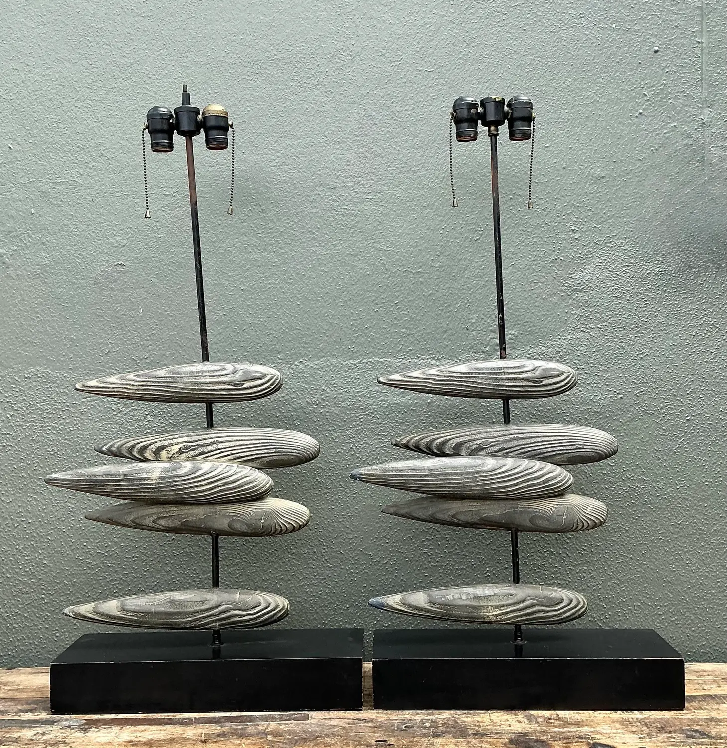 Vintage Original Postmodern Fish Lamps - A Pair - Top view