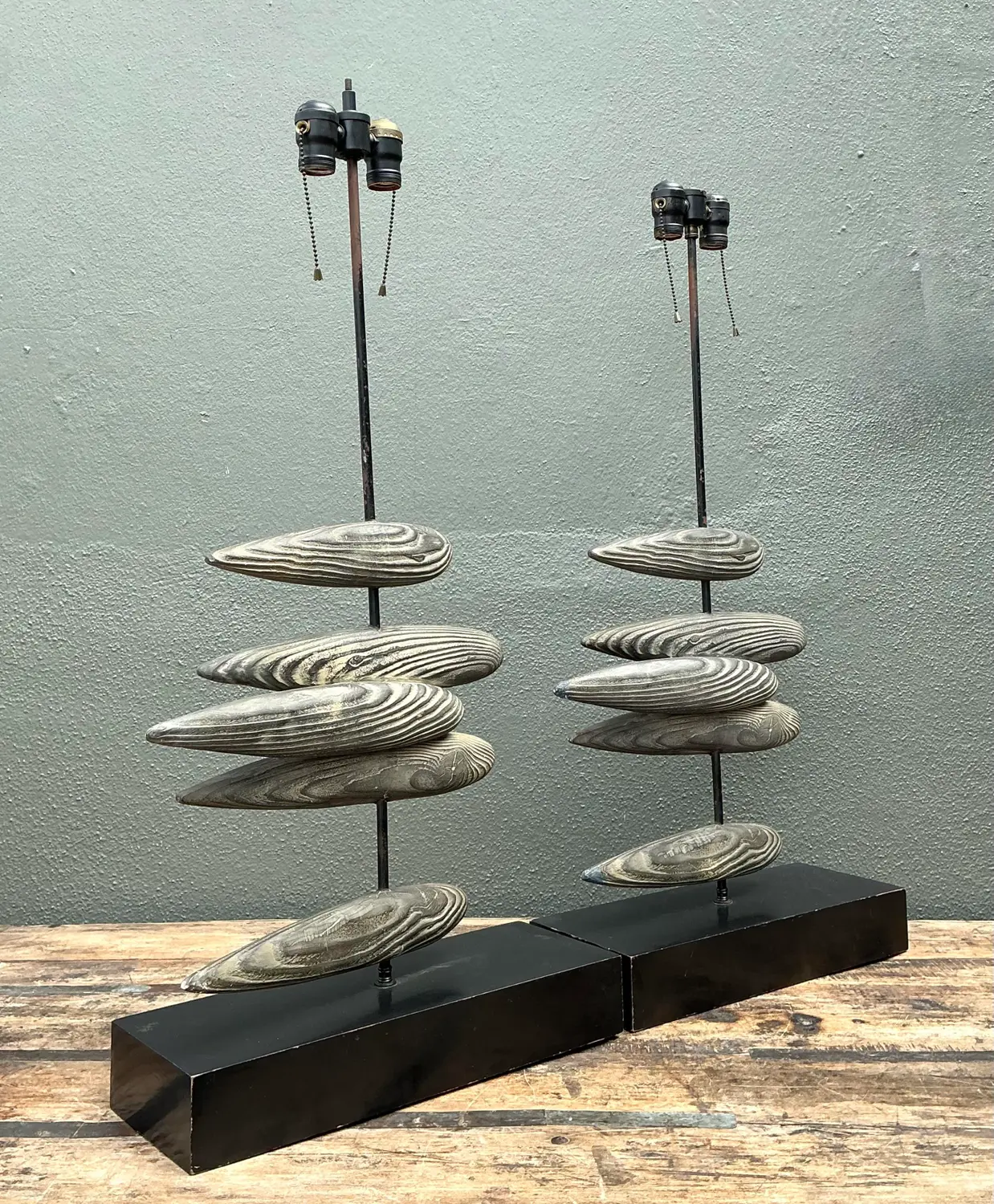 Vintage Original Postmodern Fish Lamps - A Pair - Back view