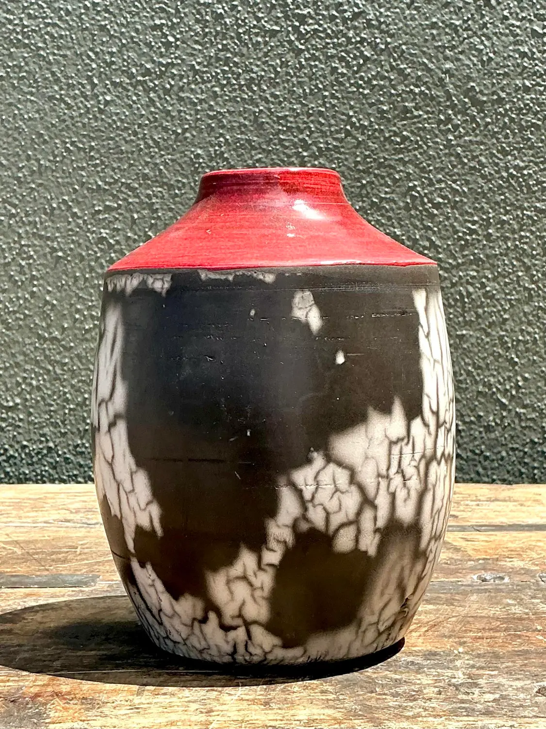 Vintage Original Raku Studio Pottery Vase - Side view