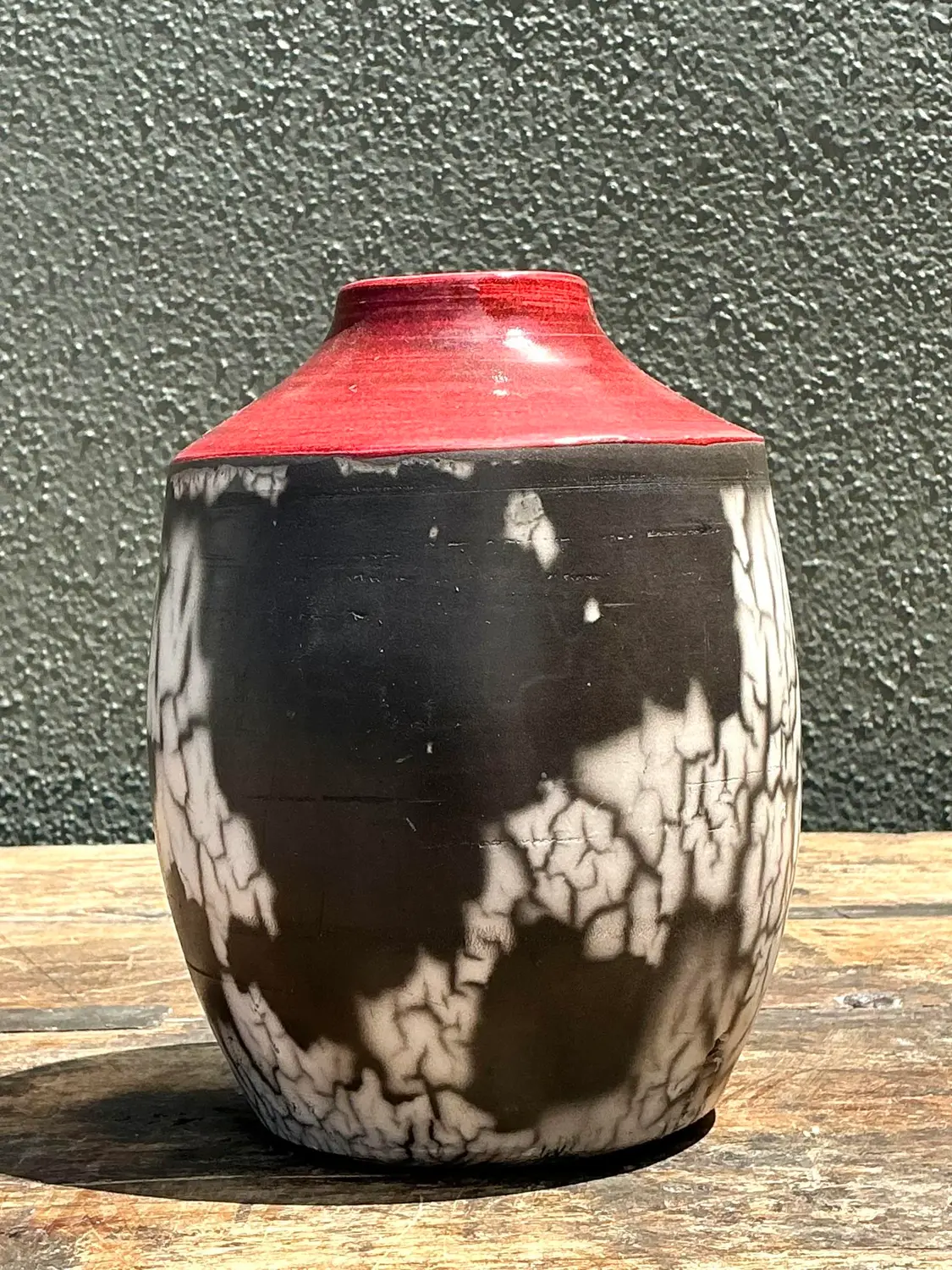 Vintage Original Raku Studio Pottery Vase - Detail view