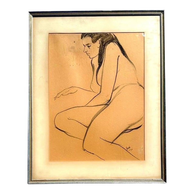 Vintage Original Signed Figure Drawing