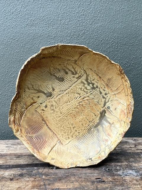 Vintage Original Slab Built Pottery Platter - Top view