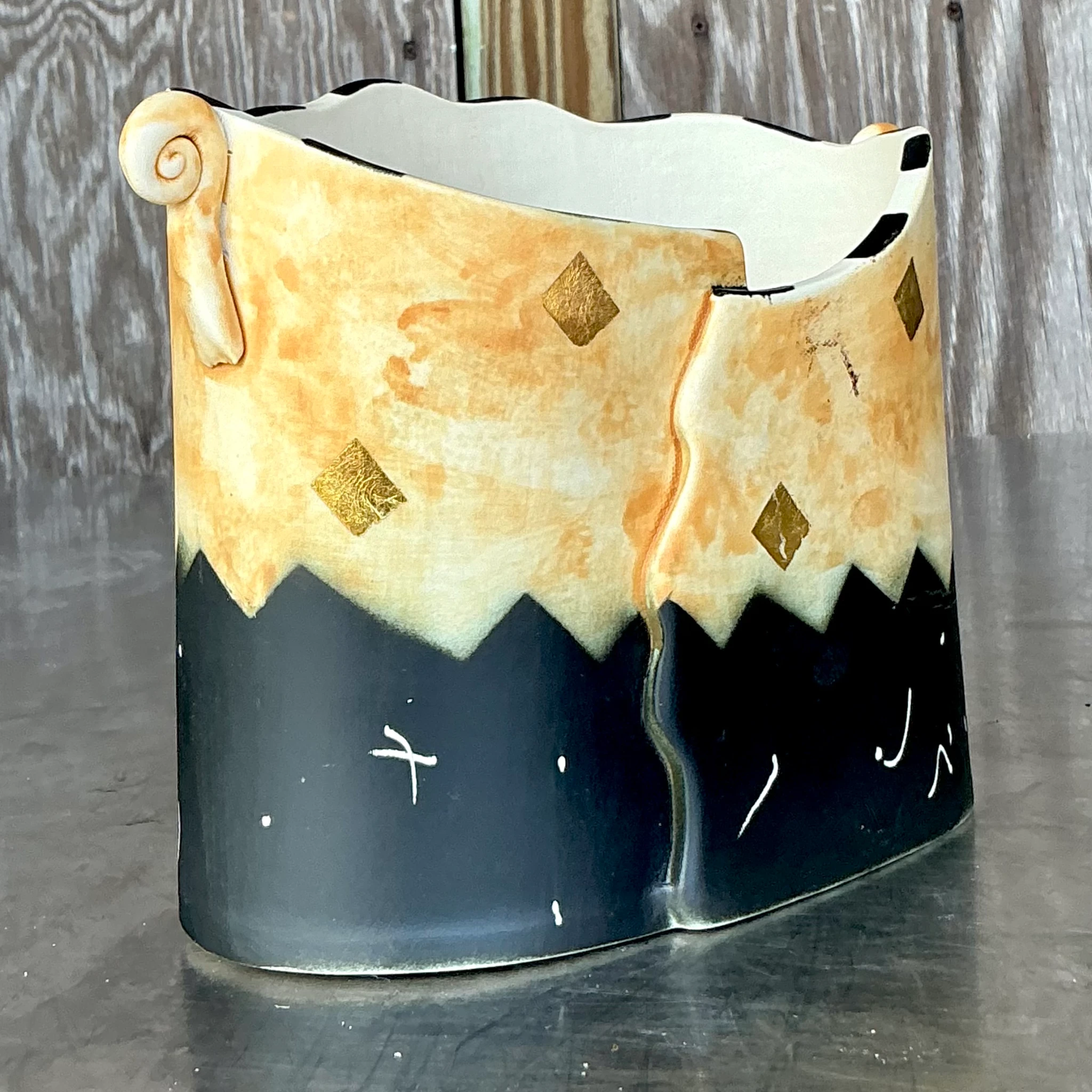 Vintage Original Studio Art Pottery Vessel - Top view