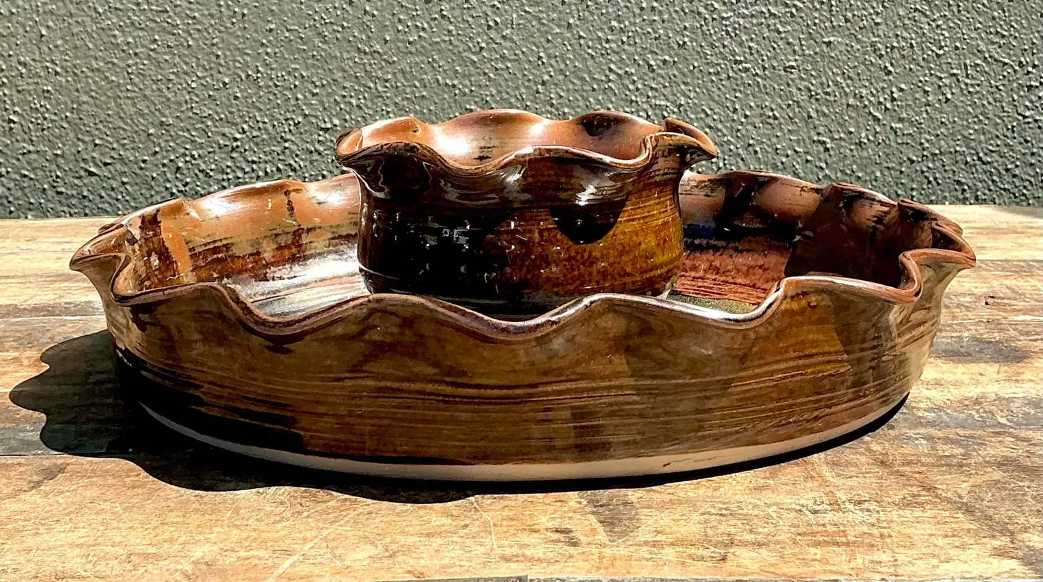 Vintage Original Studio Pottery Appetizer Plate - Side view