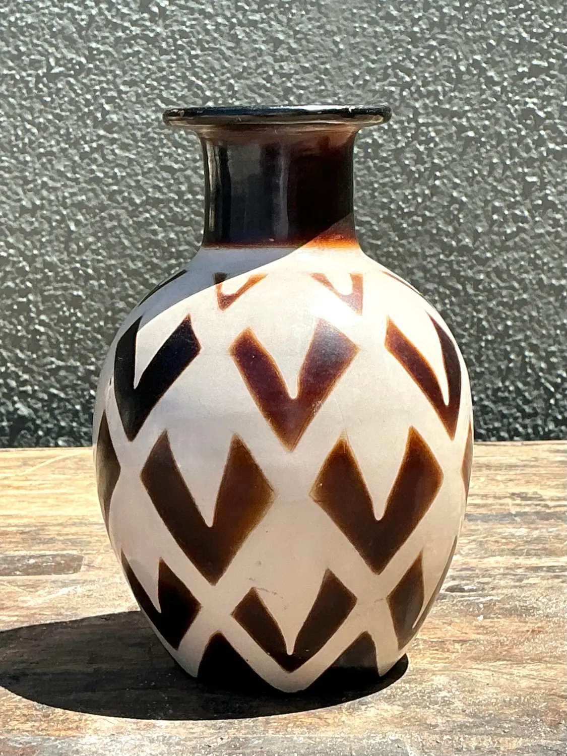Vintage Original Studio Pottery Arrowhead Vase - Top view