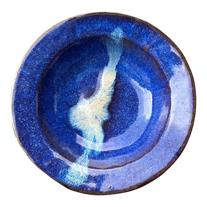 Vintage Original Studio Pottery Blue Bowl - Detail view