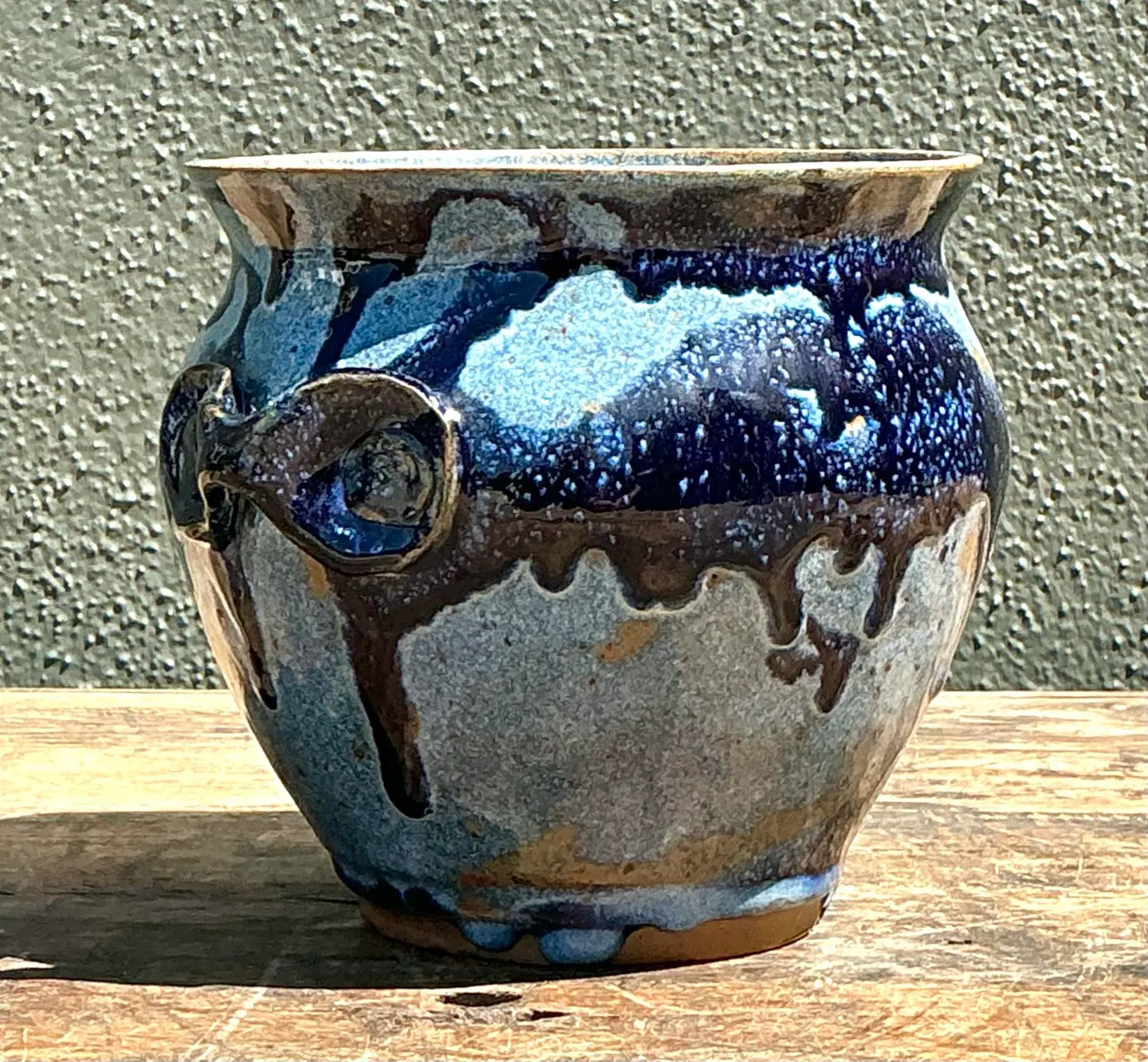 Vintage Original Studio Pottery Cache Pot - Top view