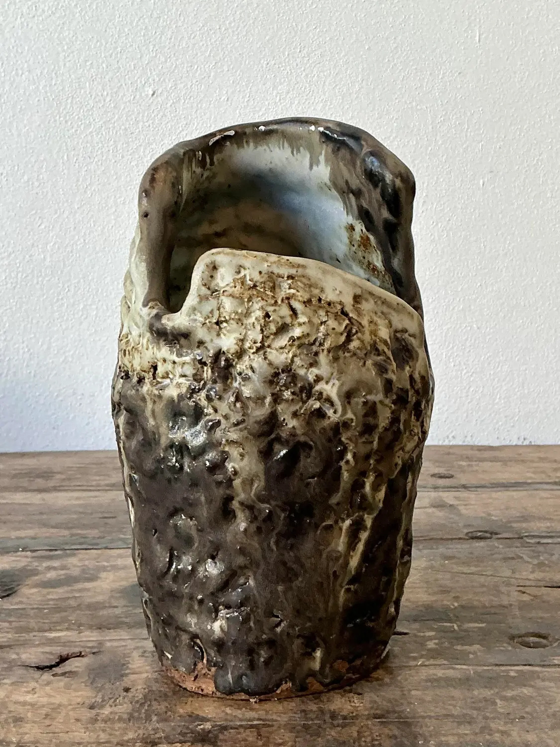 Vintage Original Studio Pottery Coil Vase - Side view