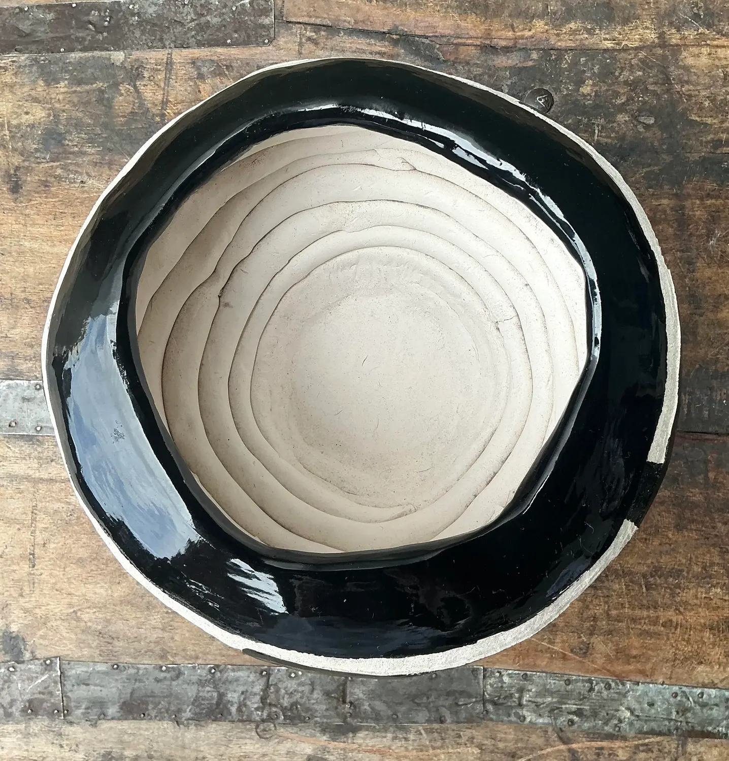 Vintage Original Studio Pottery Coil Vase - Top view