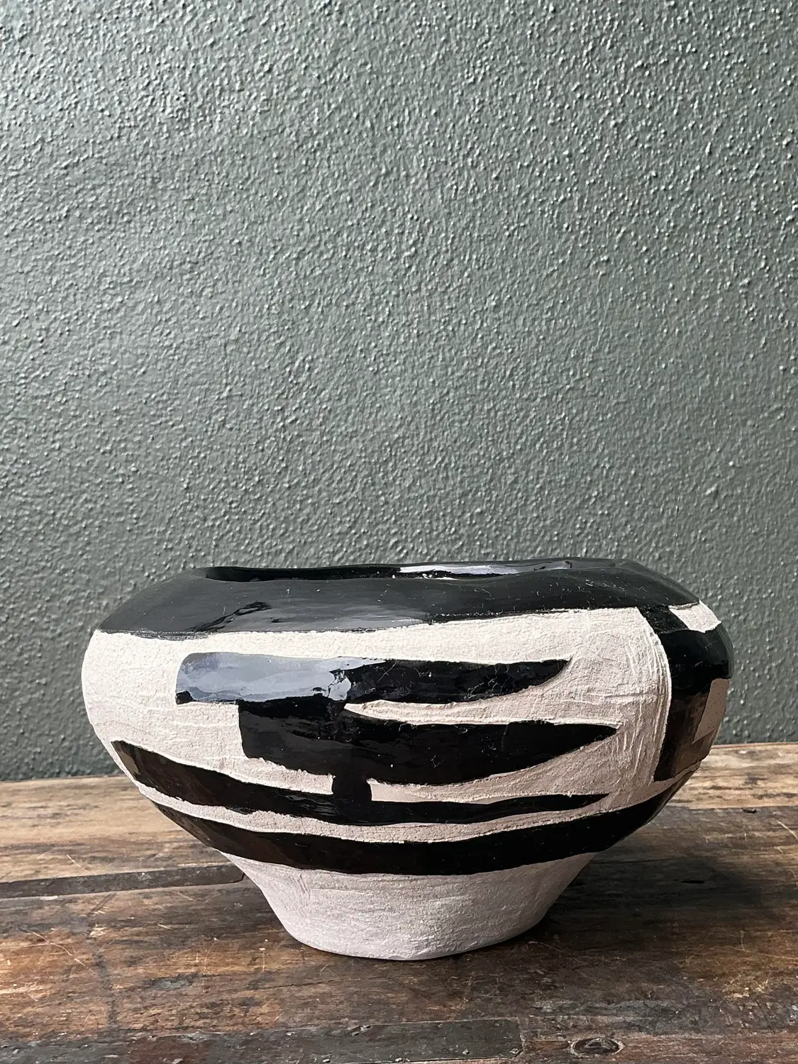 Vintage Original Studio Pottery Coil Vase - Back view