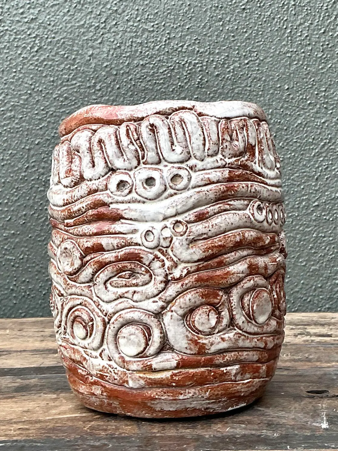 Vintage Original Studio Pottery Coil Vase - Detail view