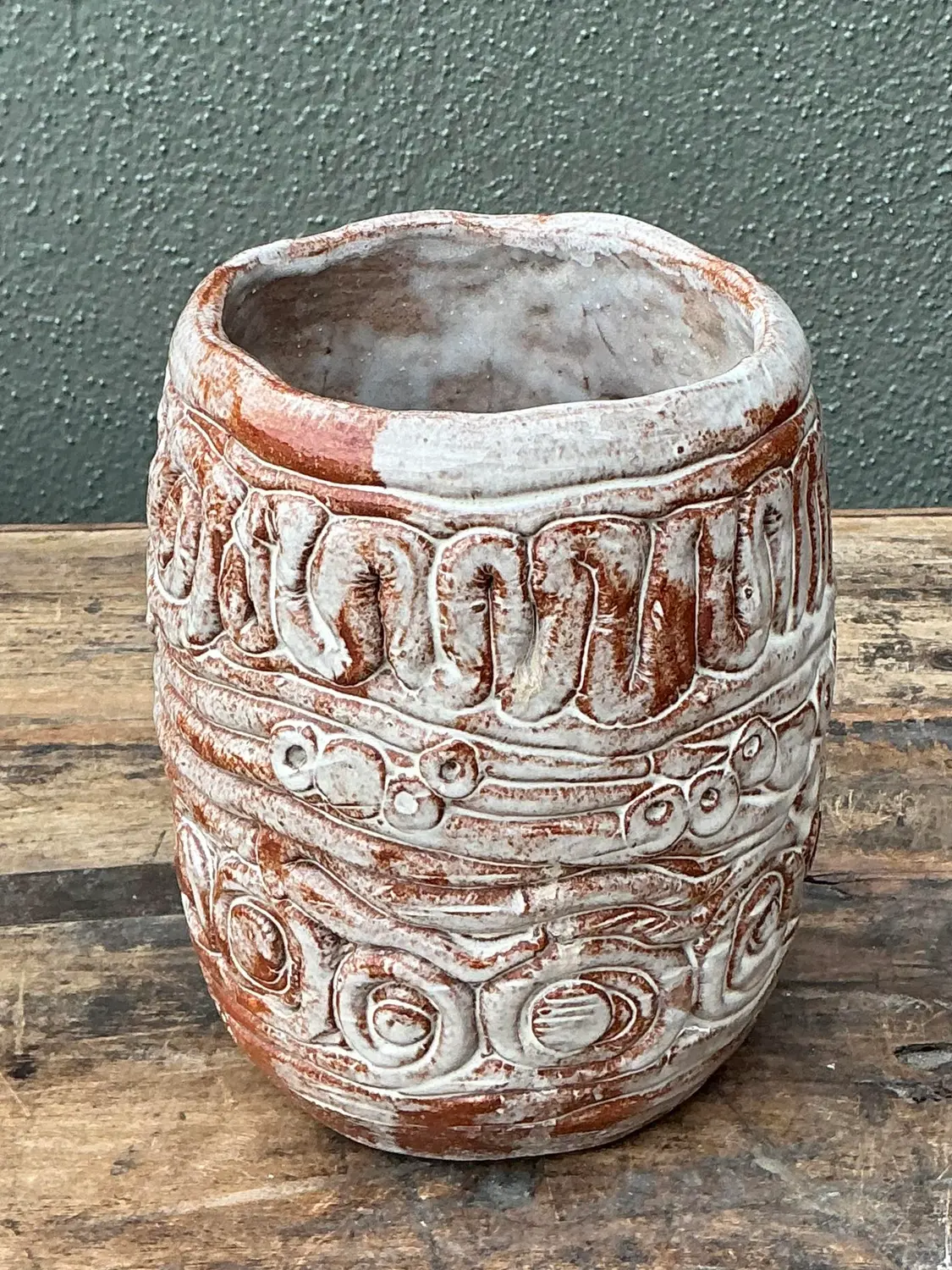 Vintage Original Studio Pottery Coil Vase - Back view