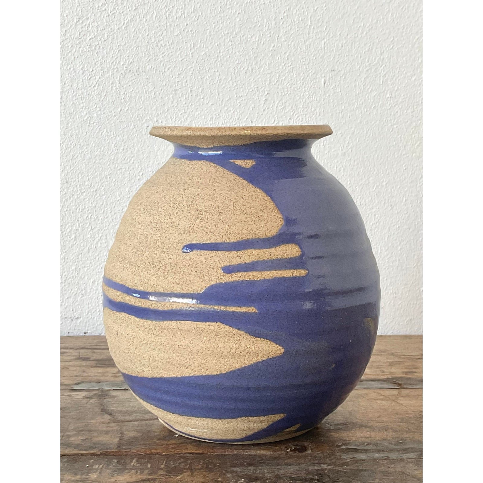 Vintage Original Studio Pottery Drip Glaze Vase - Top view