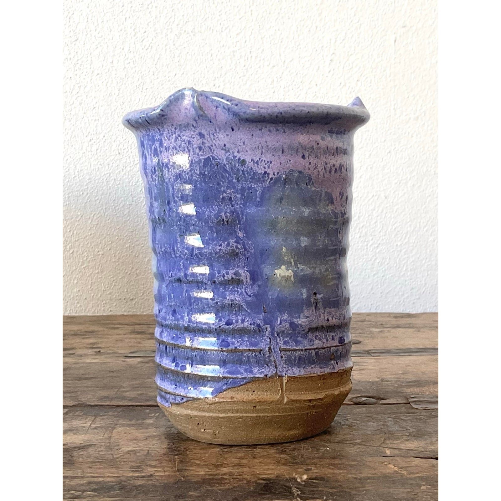 Vintage Original Studio Pottery Drip Glaze Vase - Detail view