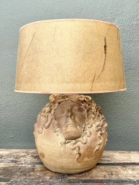 Vintage Original Studio Pottery Figural Lamp - Side view