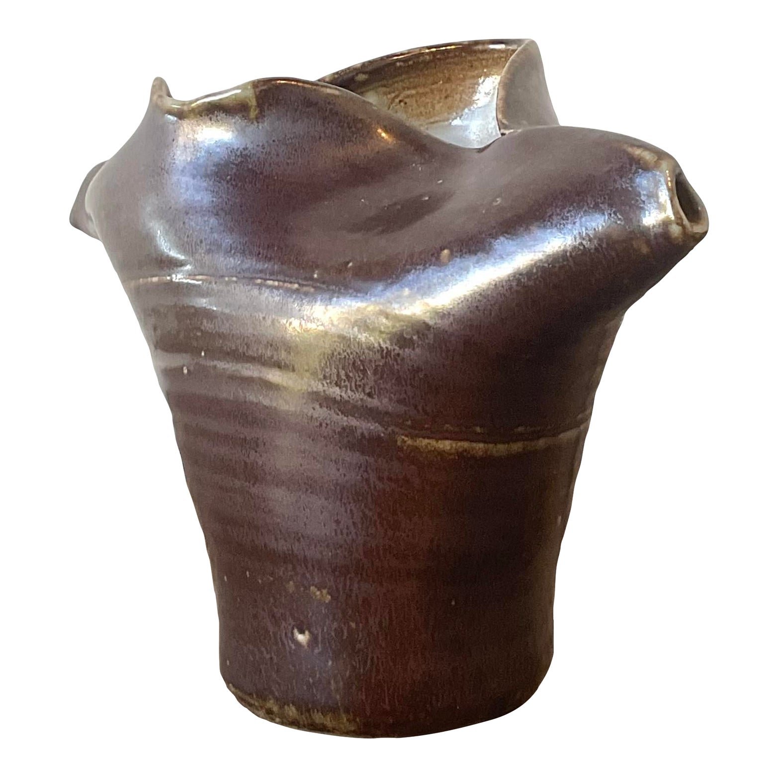 Vintage Original Studio Pottery Fold Vase