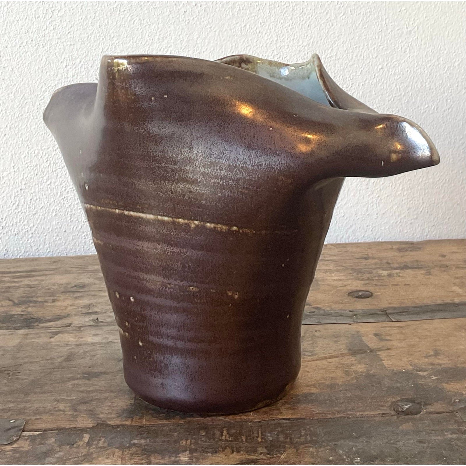 Vintage Original Studio Pottery Fold Vase - Detail view