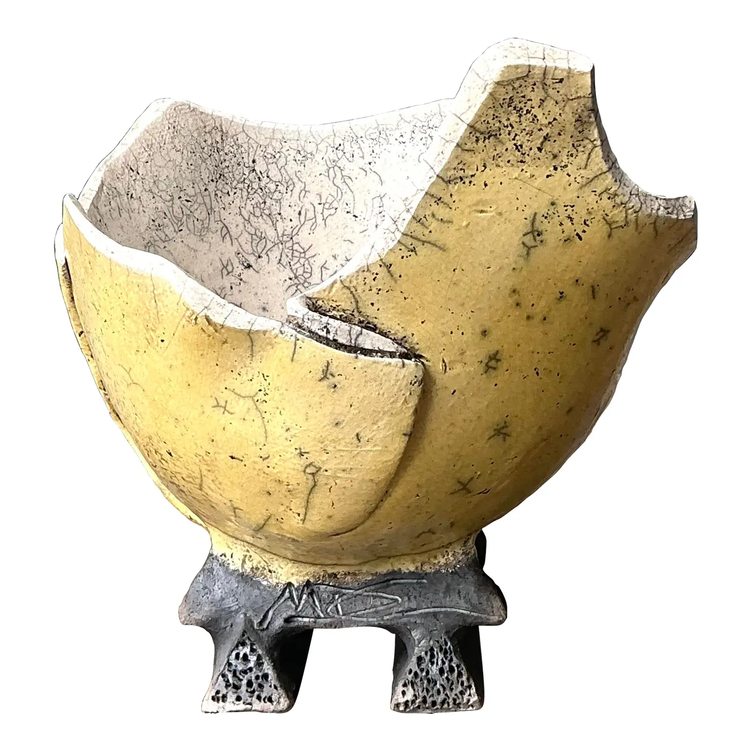 Vintage Original Studio Pottery Folded Bowl