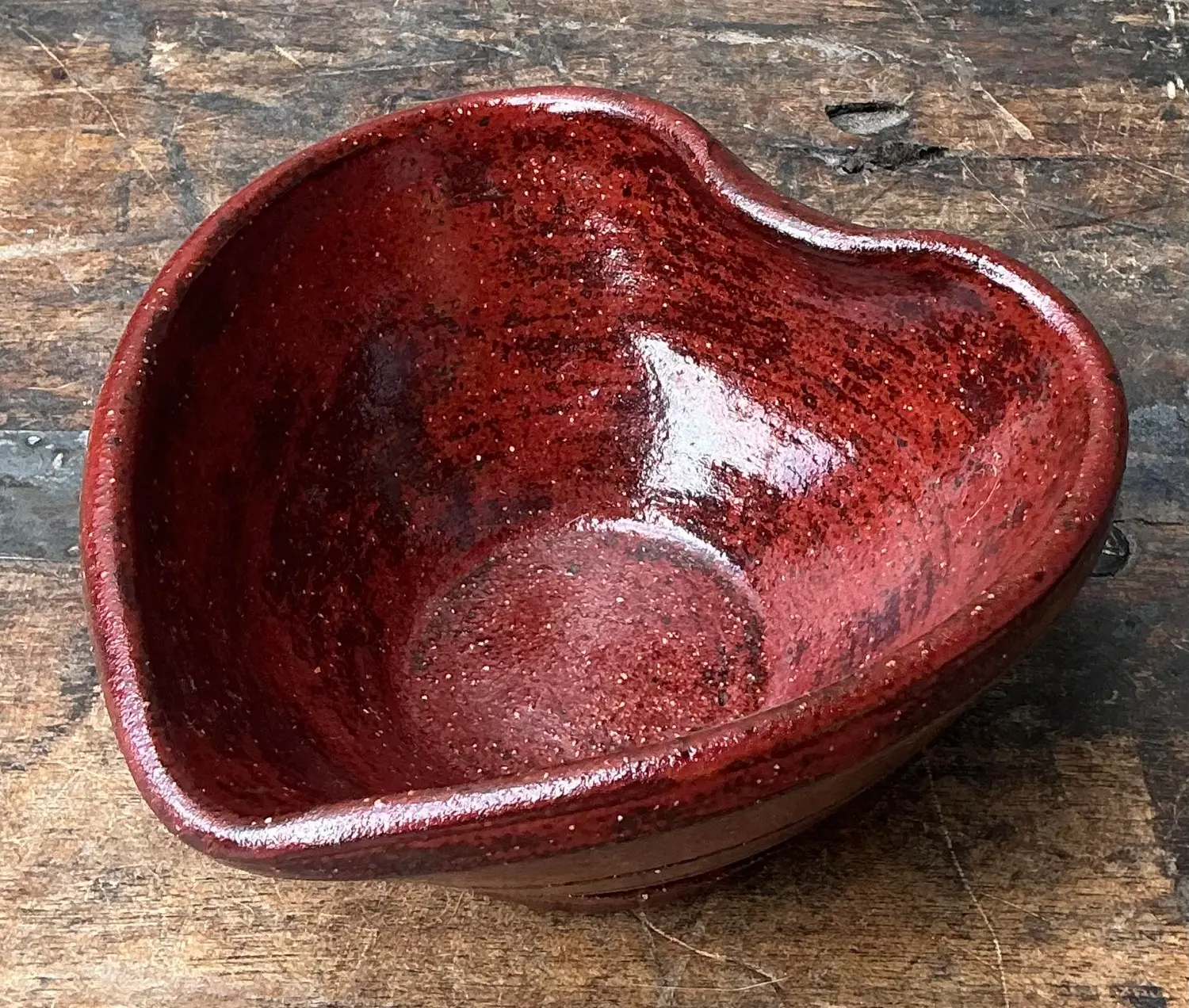 Vintage Original Studio Pottery Heart Bowl - Top view