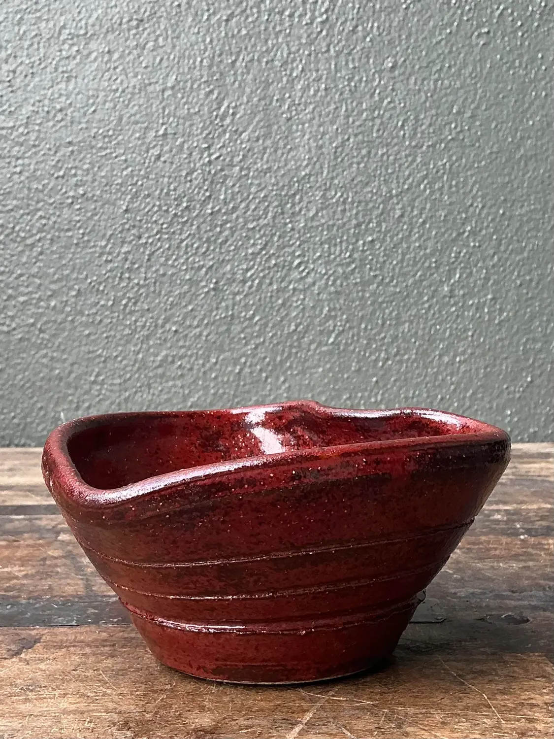 Vintage Original Studio Pottery Heart Bowl - Back view
