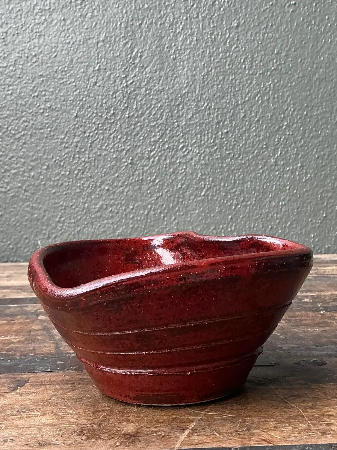 Vintage Original Studio Pottery Heart Bowl - Side view