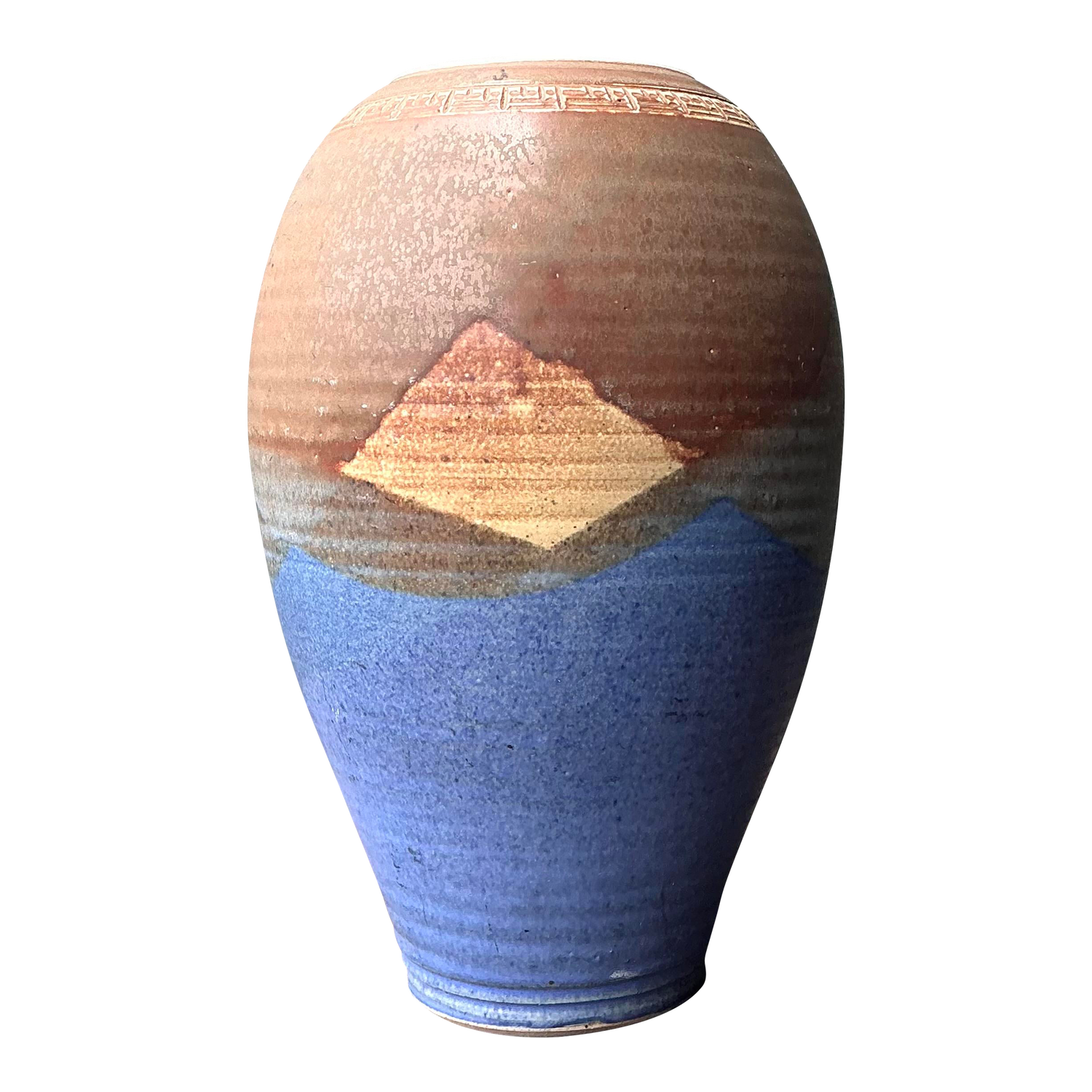 Vintage Original Studio Pottery Layered Glaze Vase - Detail view