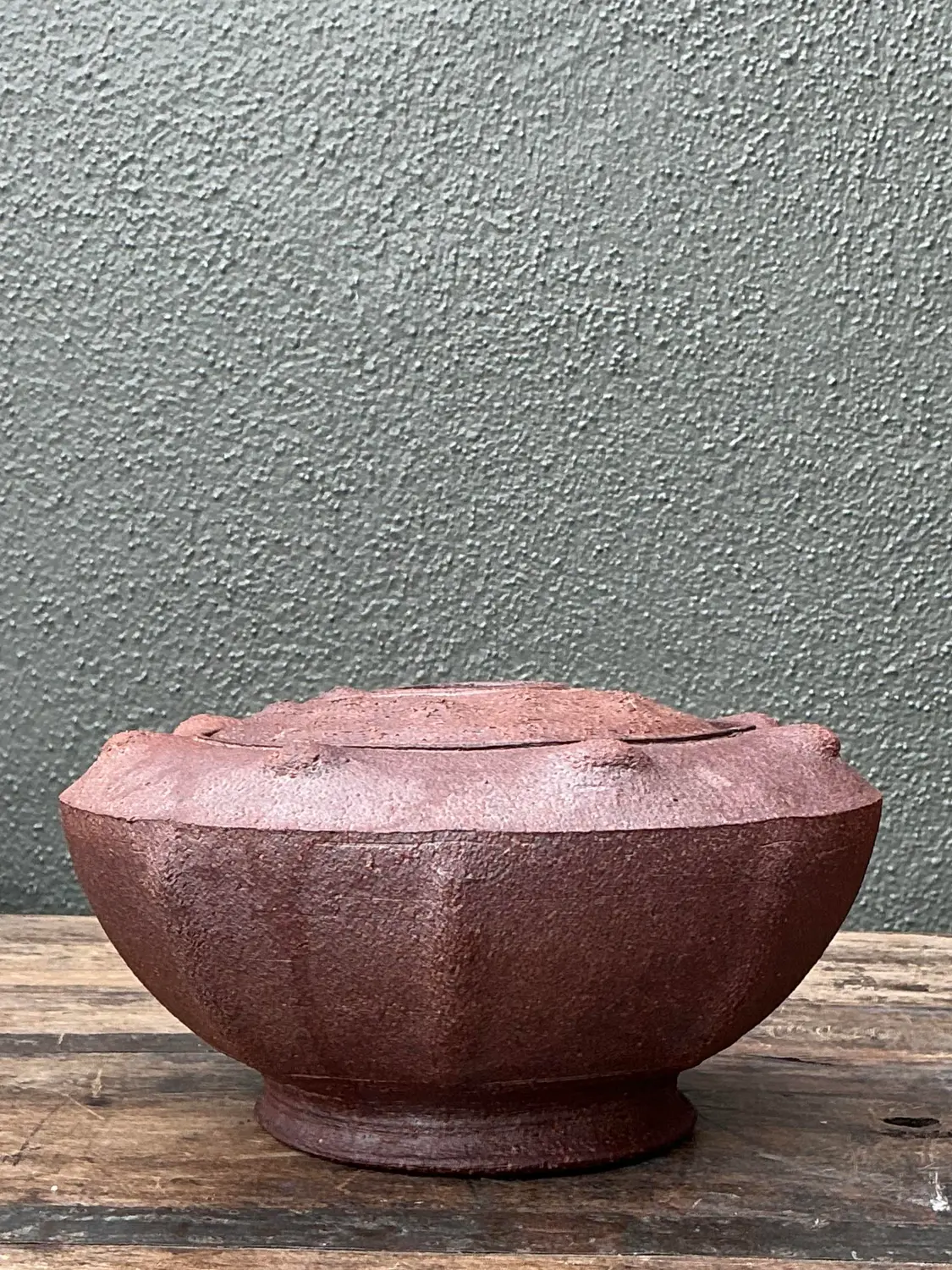Vintage Original Studio Pottery Lidded Bowl - Side view