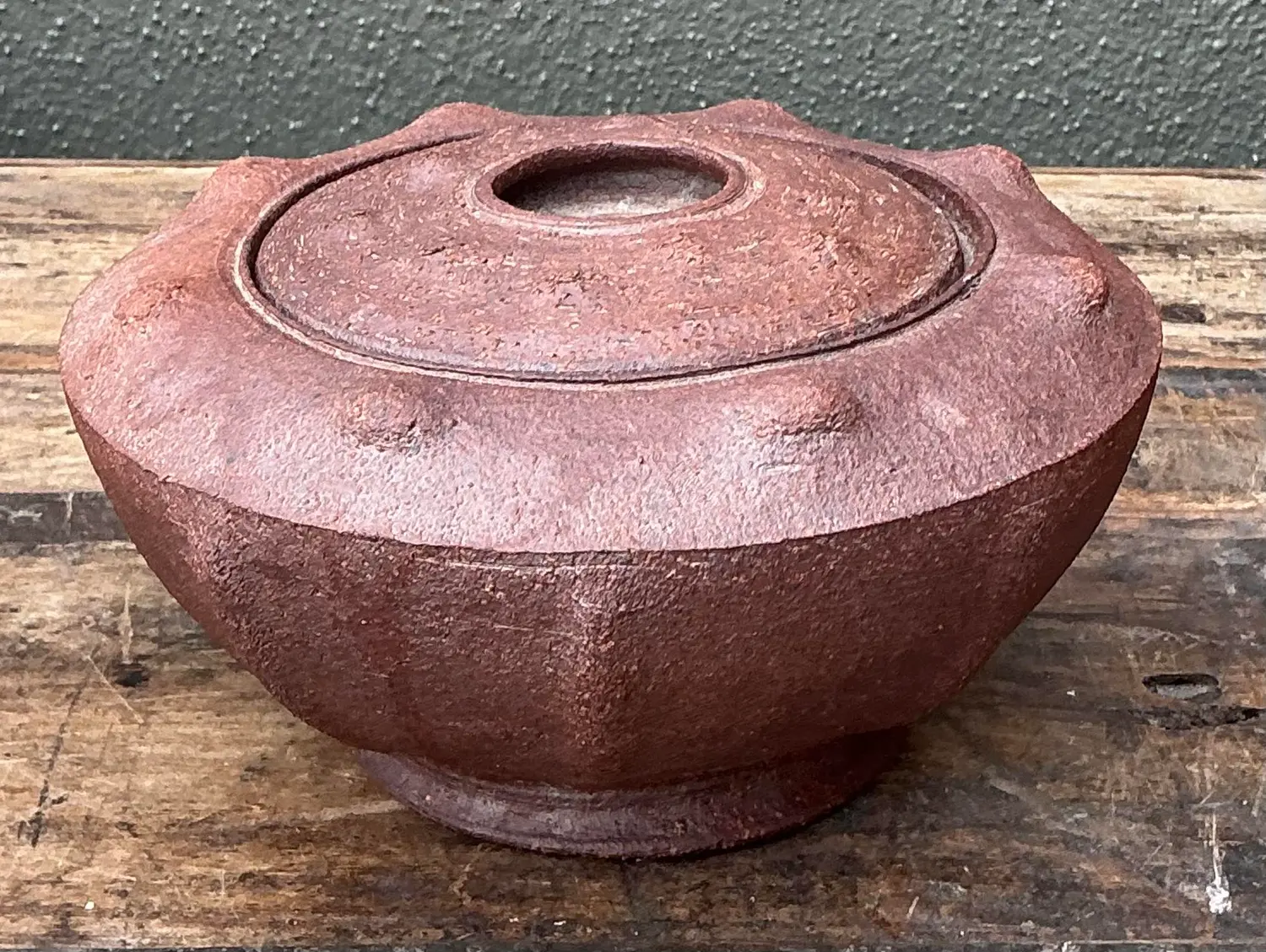 Vintage Original Studio Pottery Lidded Bowl - Back view