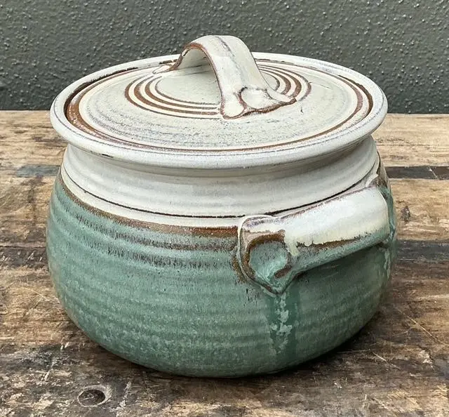 Vintage Original Studio Pottery Lidded Bowl - Top view