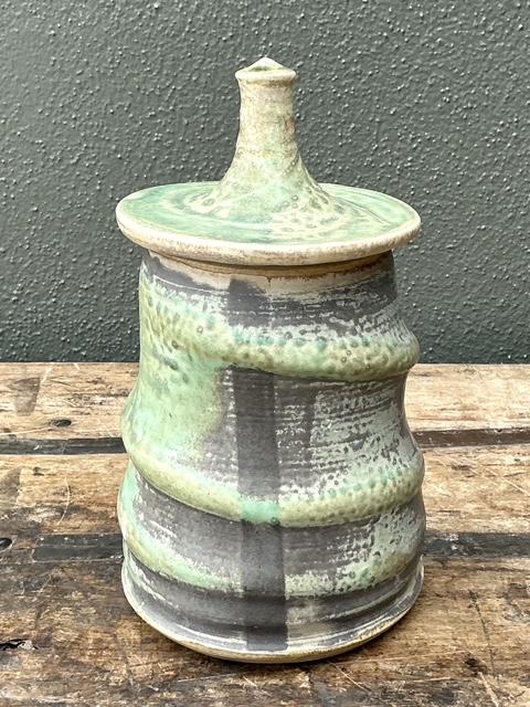 Vintage Original Studio Pottery Lidded Jar - Back view